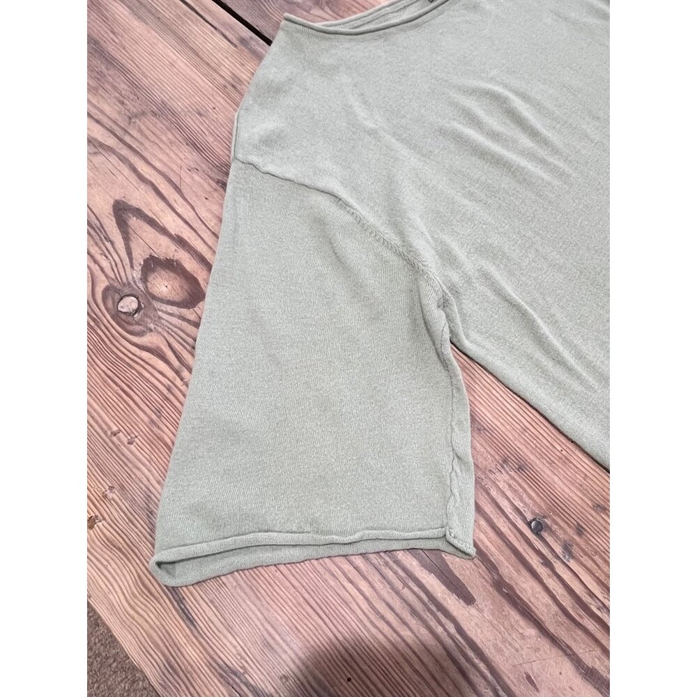 Zara Knit Asymmetrical Hem Dress Womens S Sage Green Rolled Hem Oversized - Picture 7 of 7